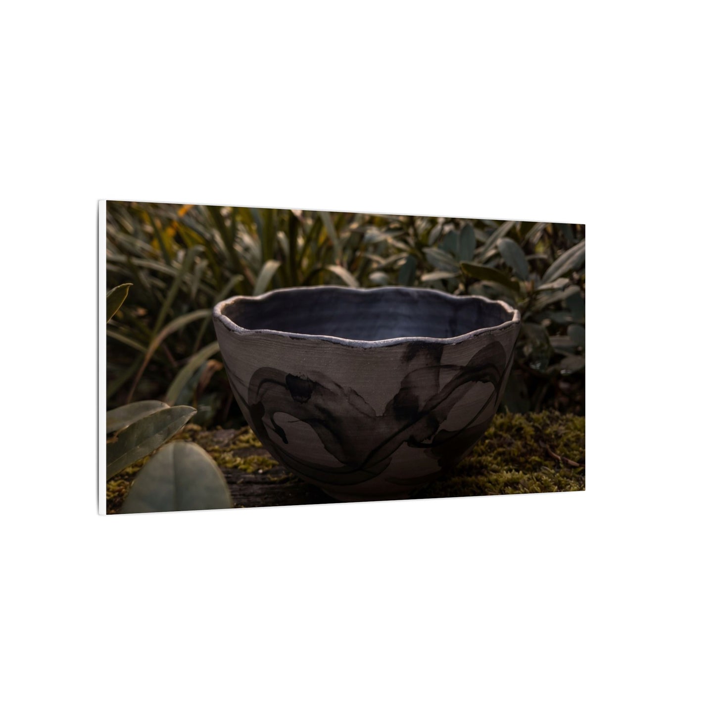 Ceramic Bowl Canvas Art | Summer Dark Japandi Charcoal Ink Art