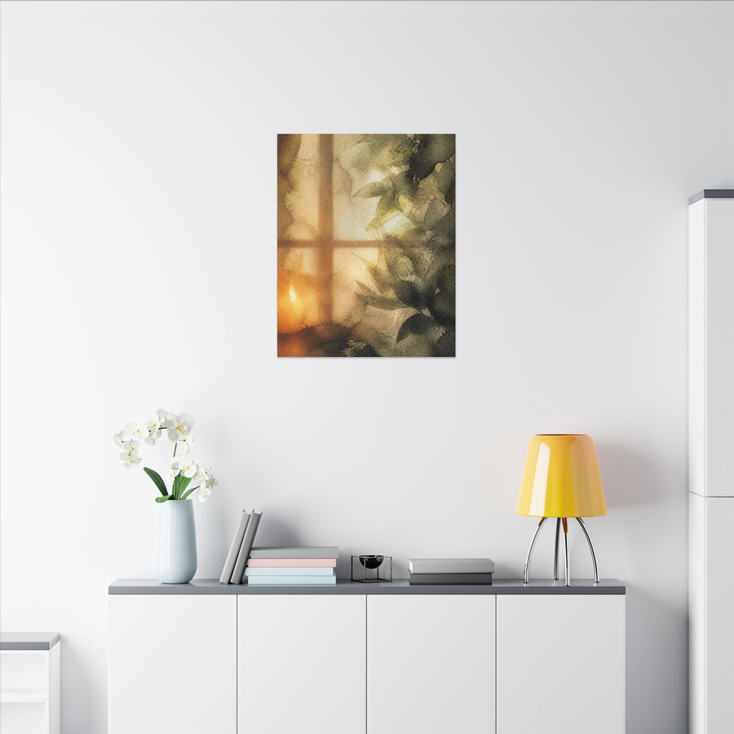 Cozy Shoji Screen Canvas Art - Watercolor Japandi