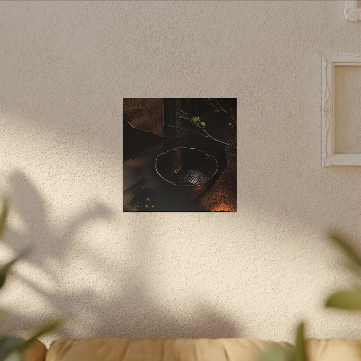 Atmospheric Ceramic Bowl Canvas Art - Shadow Zen Dark Japandi