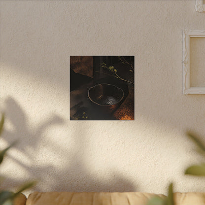 Atmospheric Ceramic Bowl Canvas Art - Shadow Zen Dark Japandi