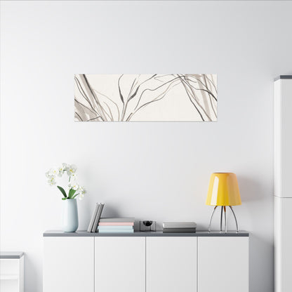 Neutral Shoji Screen Canvas Art - Minimal Line Japandi