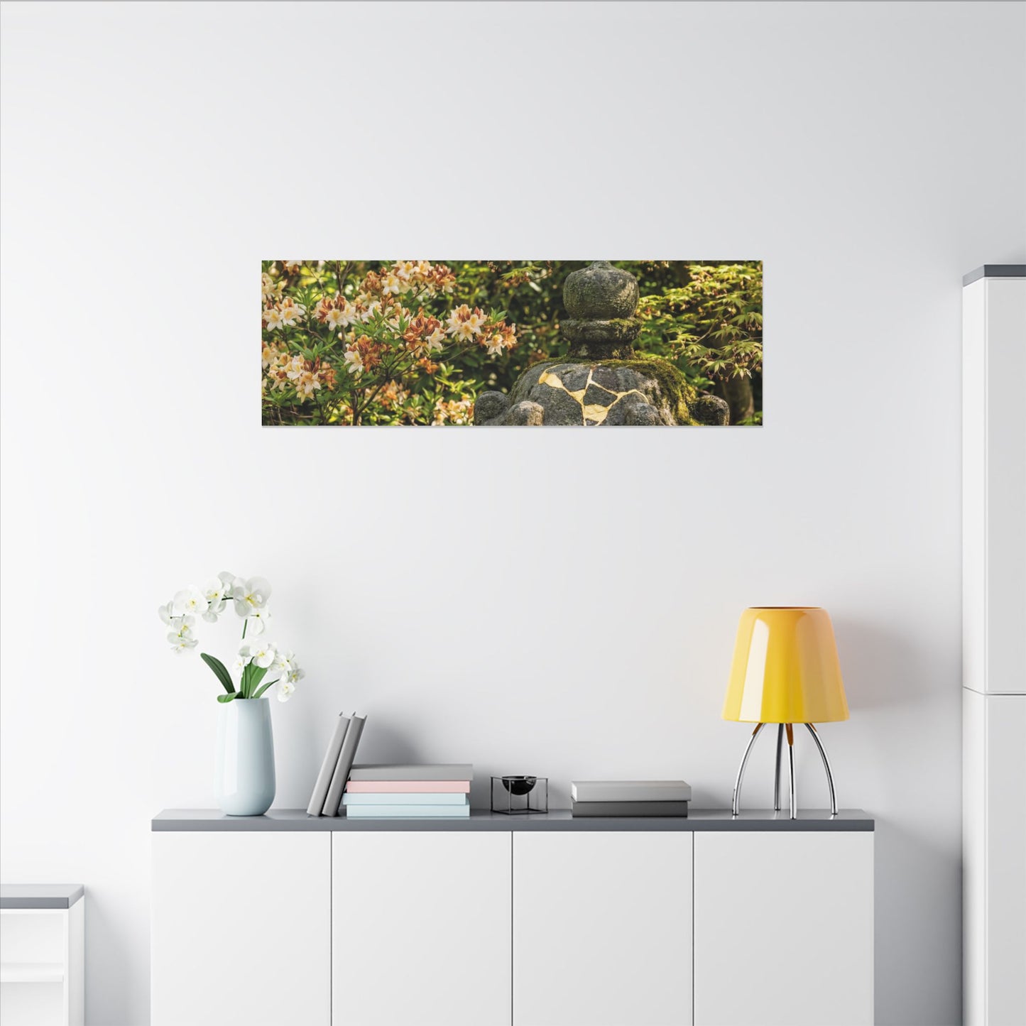 Spring Stone Lantern Gold Repair Canvas Art | Beautiful Decor