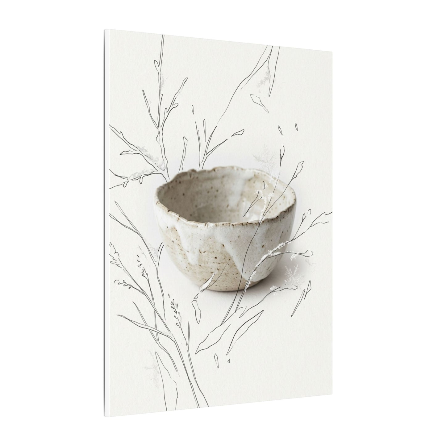 Neutral Ceramic Bowl Canvas Art - Minimal Line Japandi