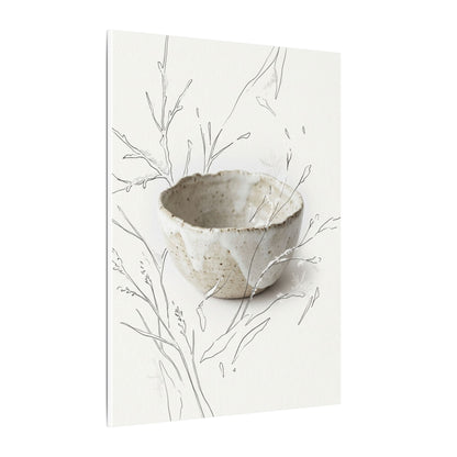 Neutral Ceramic Bowl Canvas Art - Minimal Line Japandi