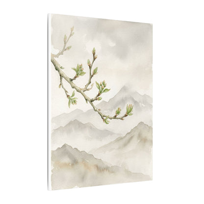 Spring Mountain Mist Watercolor Canvas Art | Cozy Decor