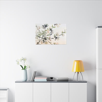 Cherry Blossom Watercolor Canvas Art | Elegant Japandi Art