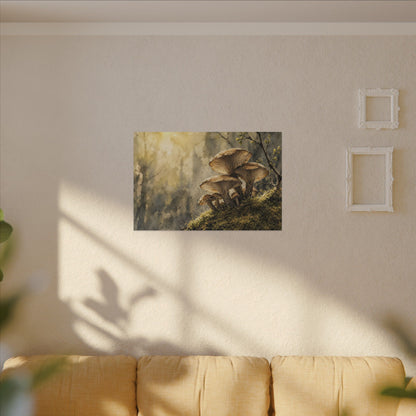 Wild Mushrooms Canvas Art | Spring Japandi Watercolor Art