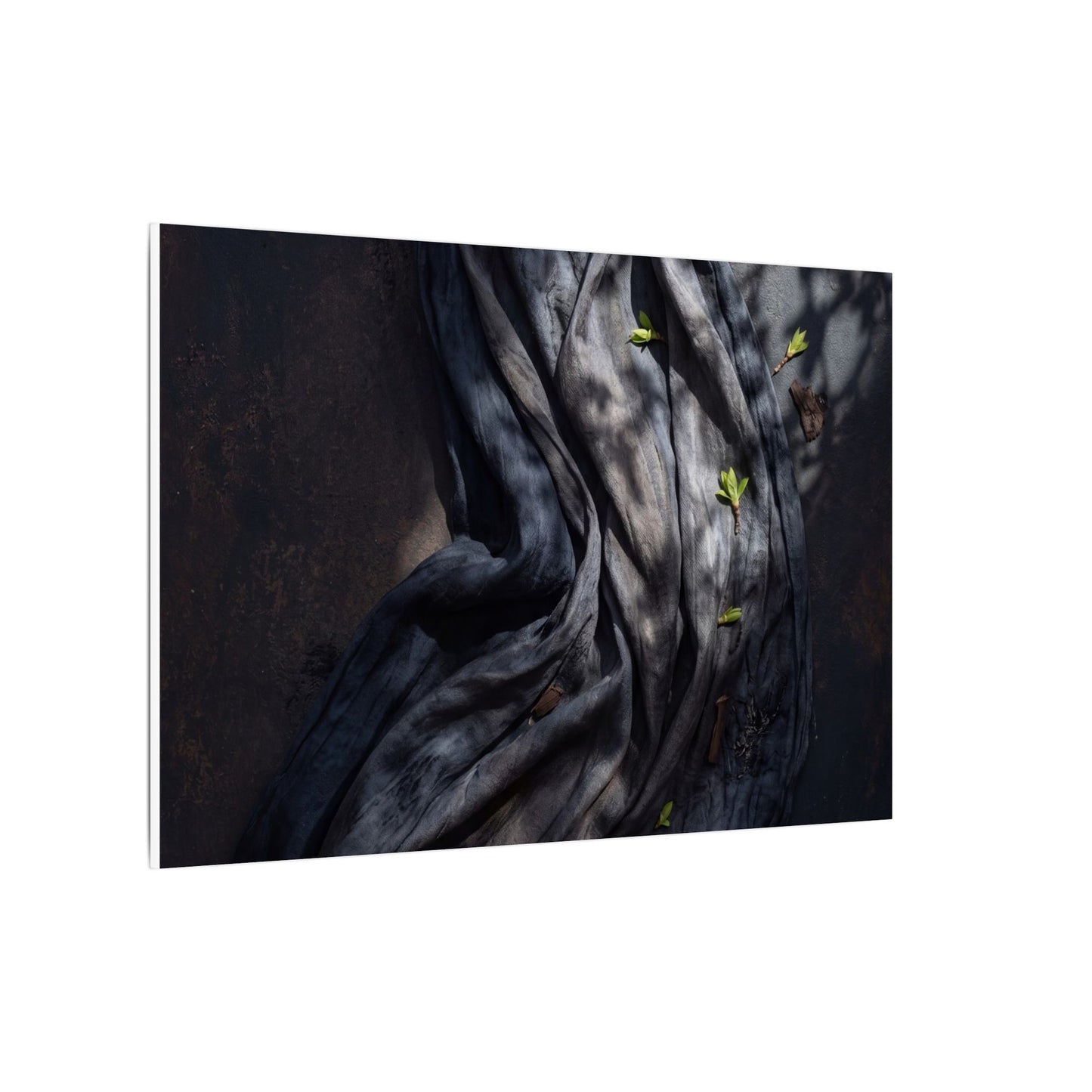 Seijaku Silk Drape Canvas Art - Dark Japandi Dark Texture