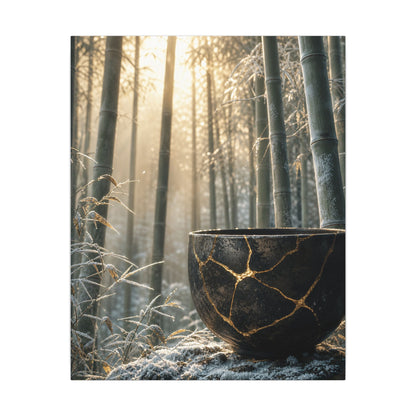 Fukinsei Bamboo Grove Canvas Art - Kintsugi Gold Repair