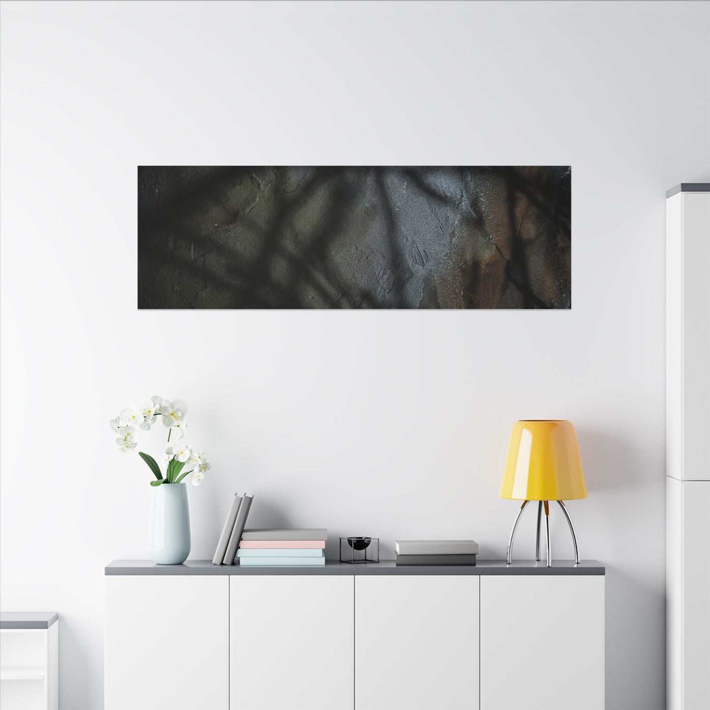 Shadow Play Dark Texture Canvas Art | Sophisticated Dark Japandi Art