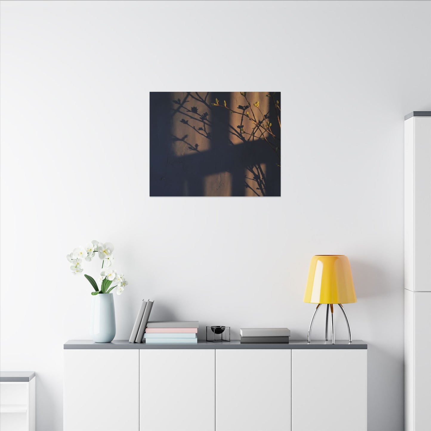 Shadow Play Canvas Art | Spring Dark Japandi Shadow Zen Art