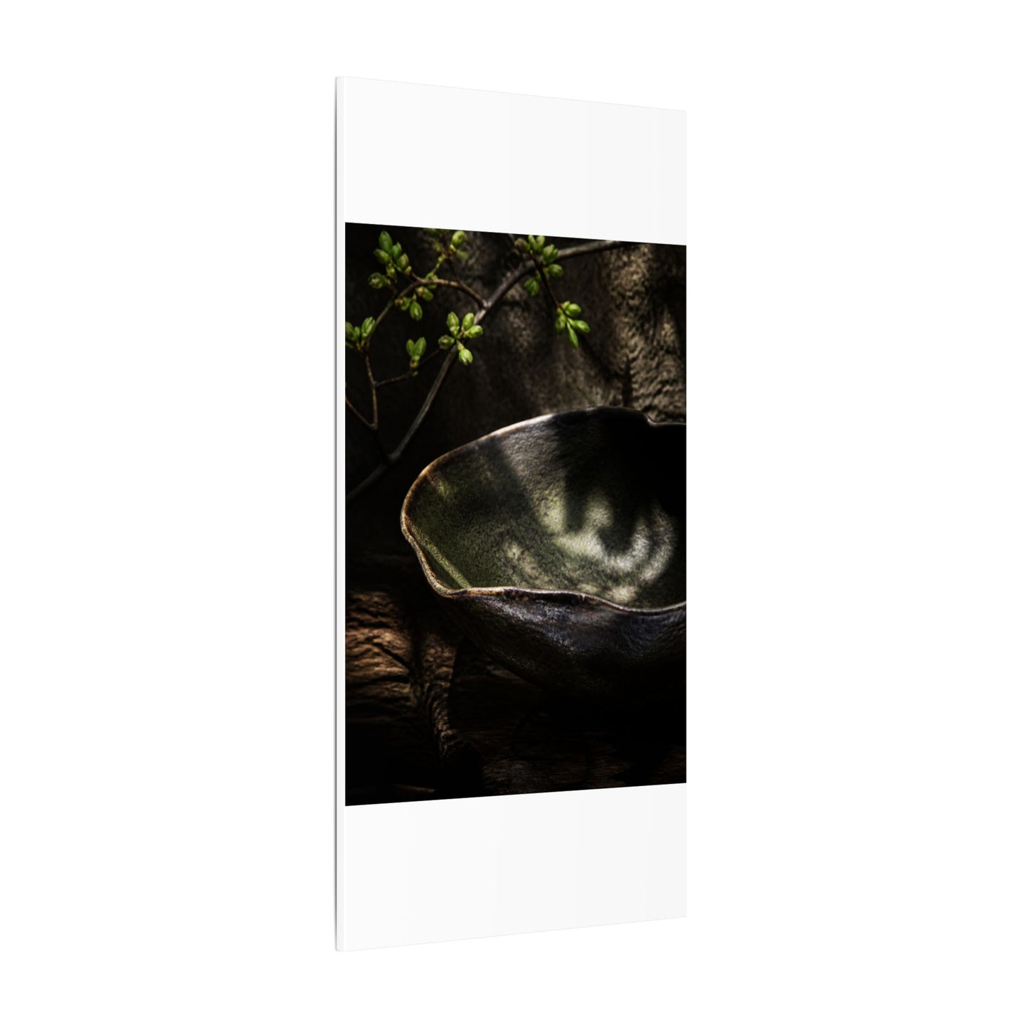 Sophisticated Ceramic Bowl Canvas Art - Dark Texture Dark Japandi