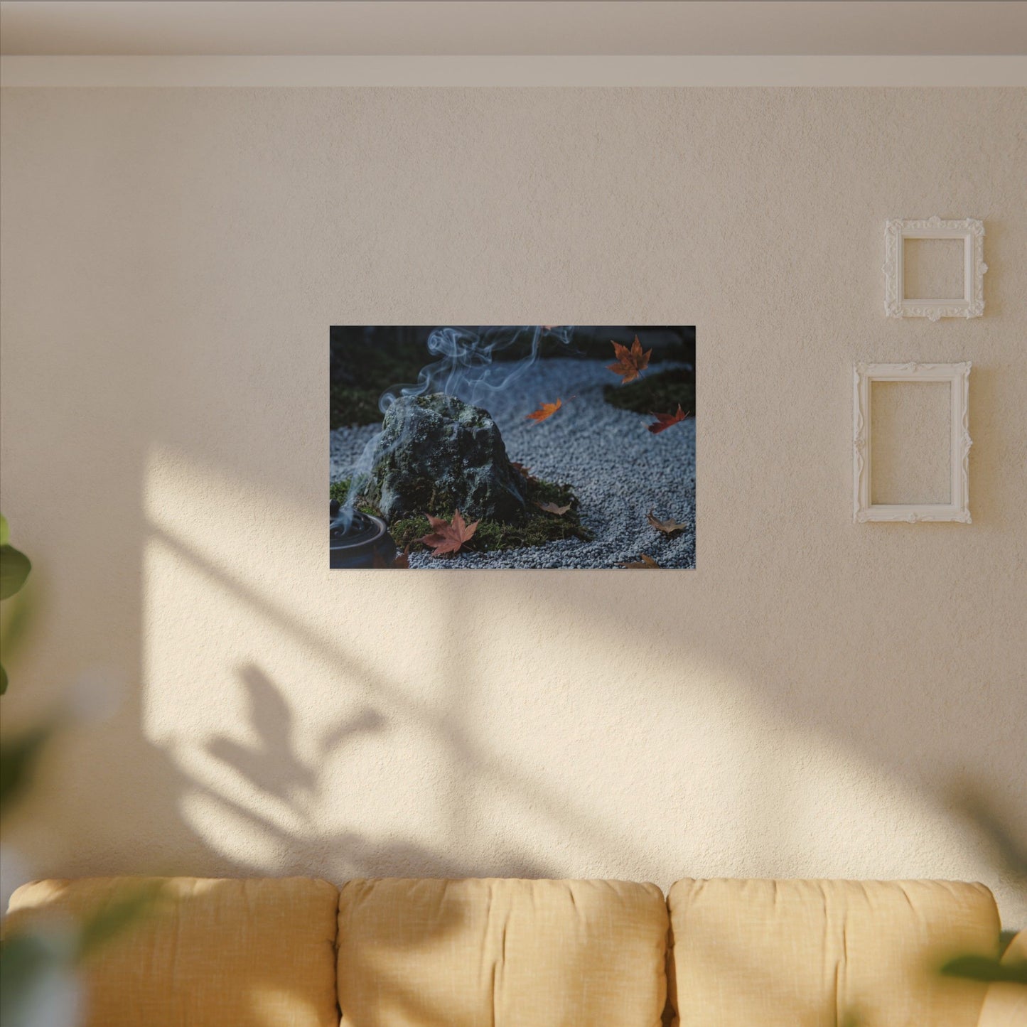 Autumn Incense Smoke Karesansui Canvas Art | Calm Decor
