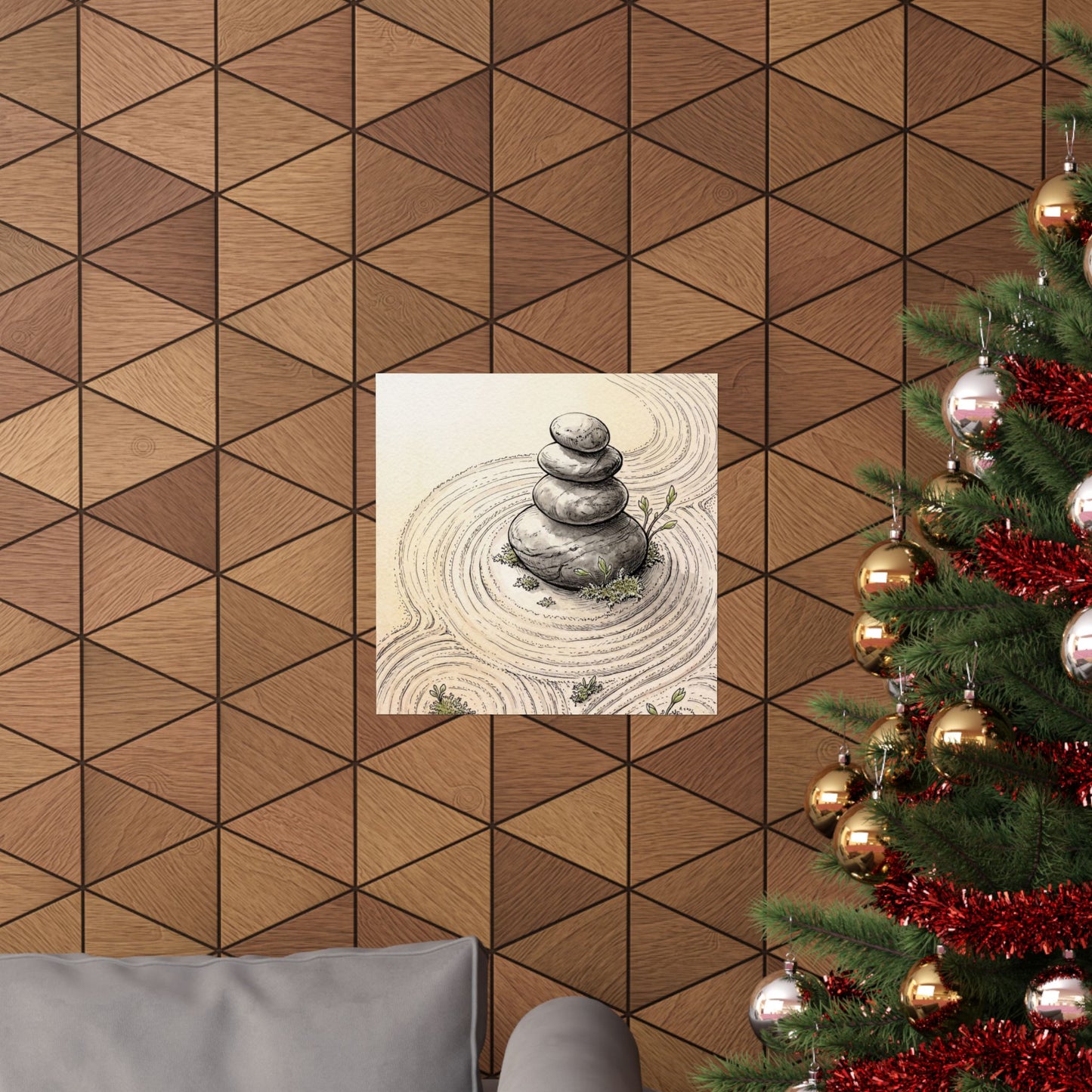 Ma River Stones Wall Art Print - Zen Karesansui