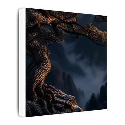 Bold Pine Tree Canvas Art - Shadow Zen Dark Japandi