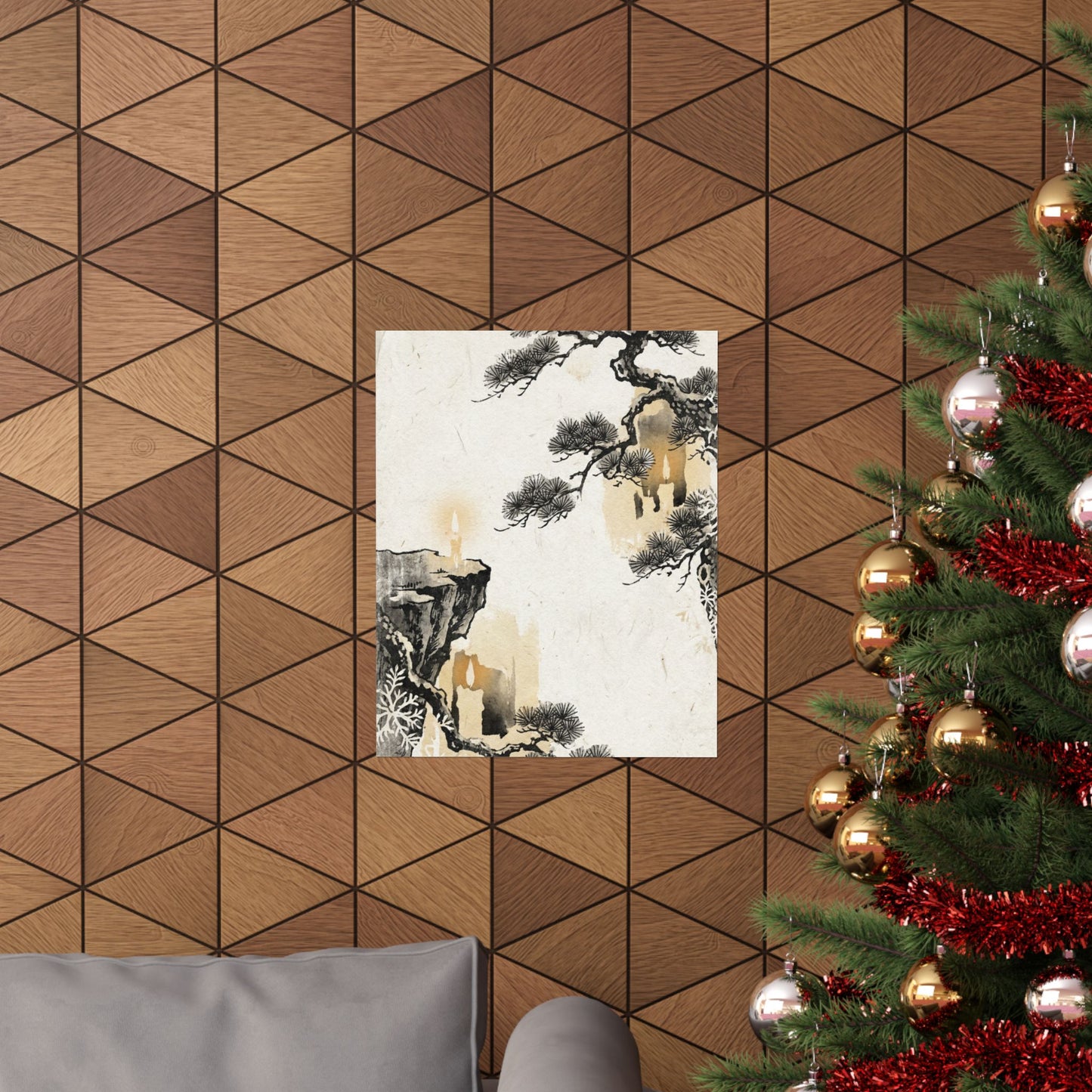 Ma Pine Tree Wall Art Print - Japandi Japanese Pattern
