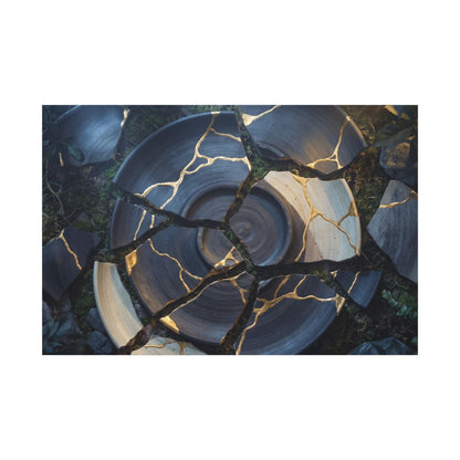 Resilient Broken Pottery Canvas Art - Gold Vein Kintsugi