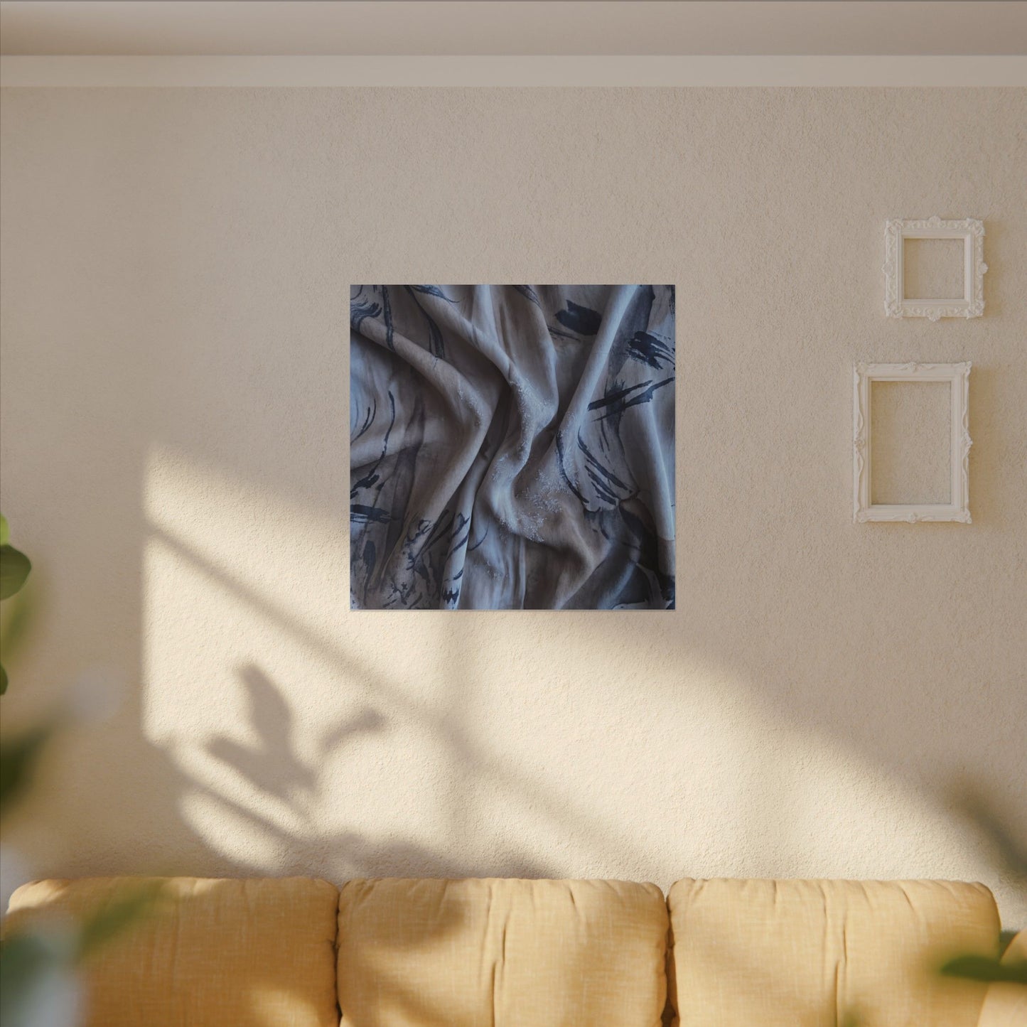 Silk Drape Winter Canvas Art | Japandi Earthy Design