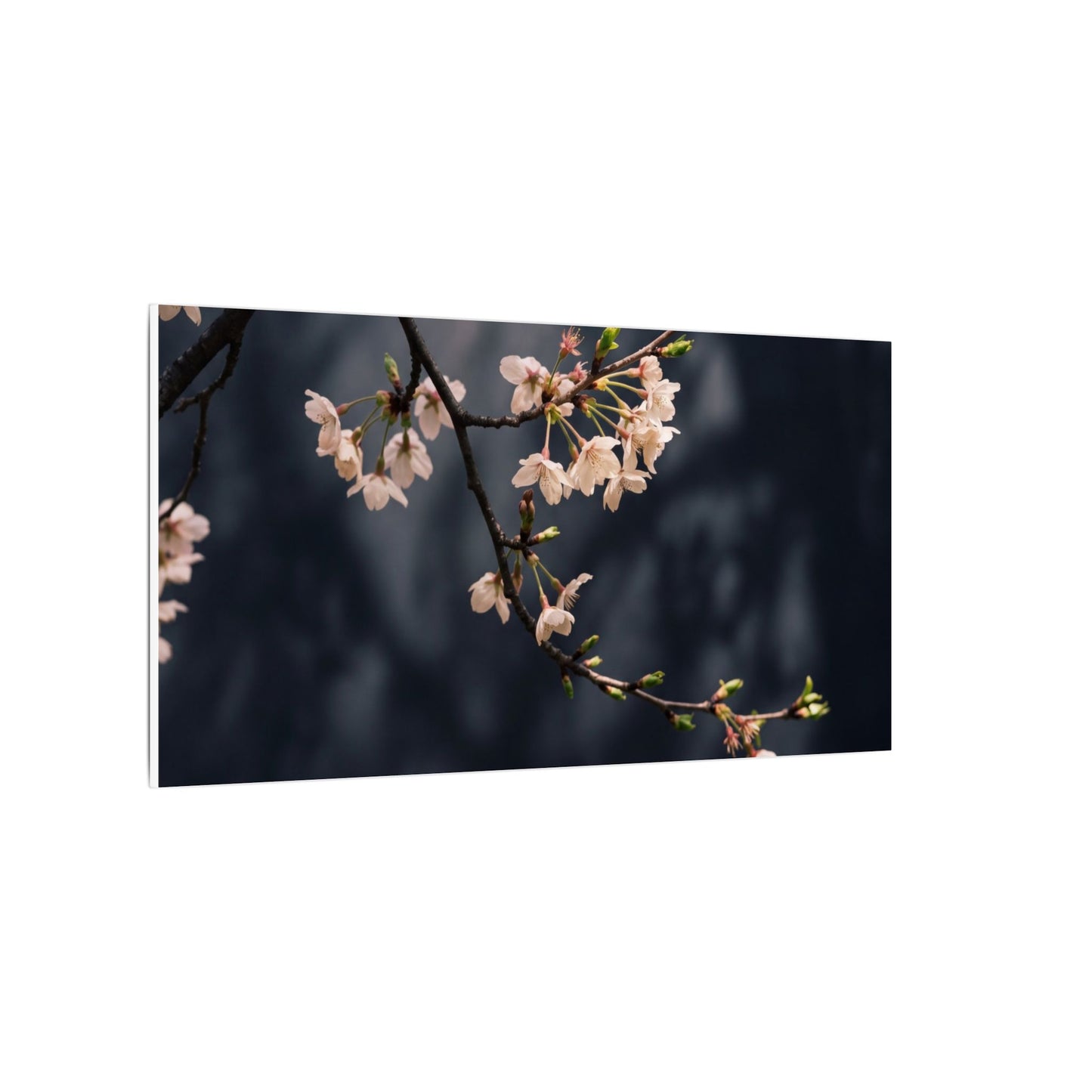 Cherry Blossom Moody Minimal Canvas Art | Bold Dark Japandi Art