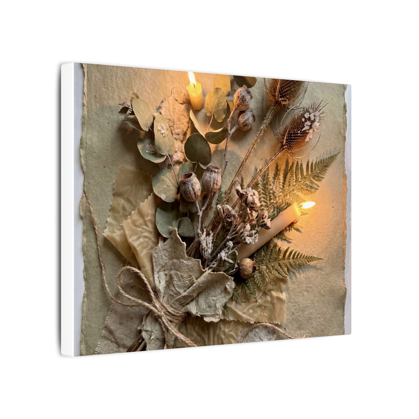 Dried Flowers Texture Canvas Art | Warm Japandi Art