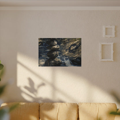 Kintsugi River Stones in Dappled | Broken Beauty Canvas Art