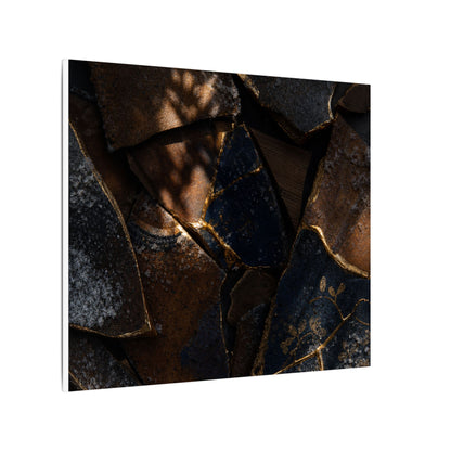 Fukinsei Broken Pottery Canvas Art - Dark Japandi Dark Texture