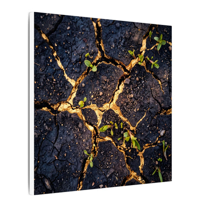 Spring Cracked Earth Crackle Gold Canvas Art | Healing Decor