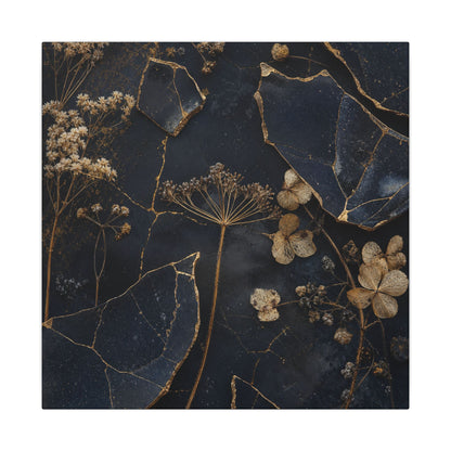 Philosophical Dried Flowers Canvas Art - Broken Beauty Kintsugi