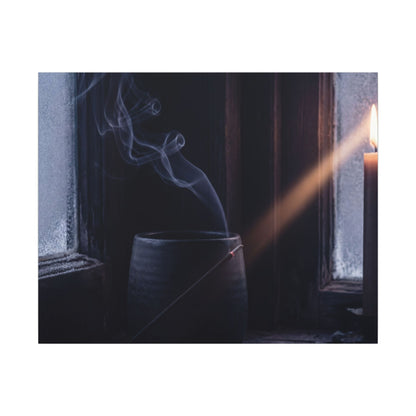 Incense Smoke Winter Canvas Art | Dark Japandi Sophisticated Design
