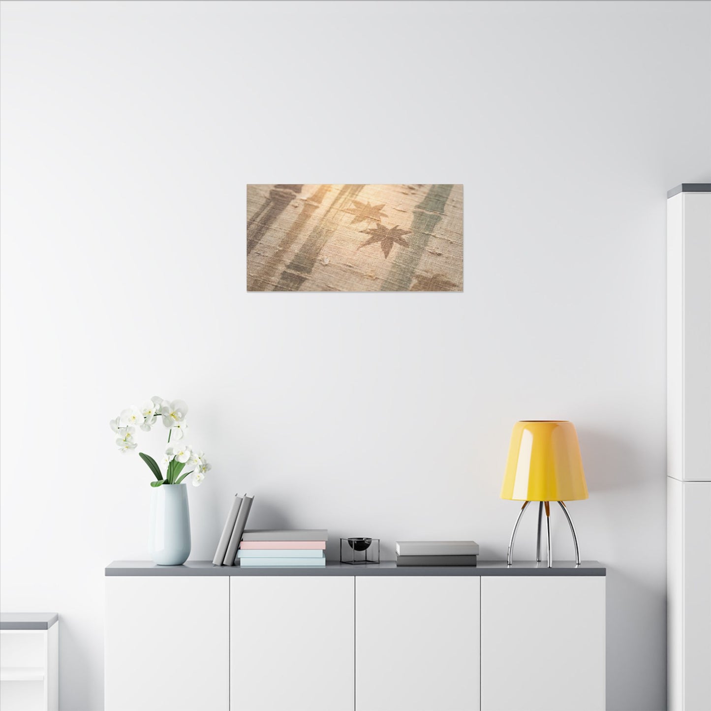 Autumn Bamboo Grove Japanese Pattern Canvas Art | Neutral Decor