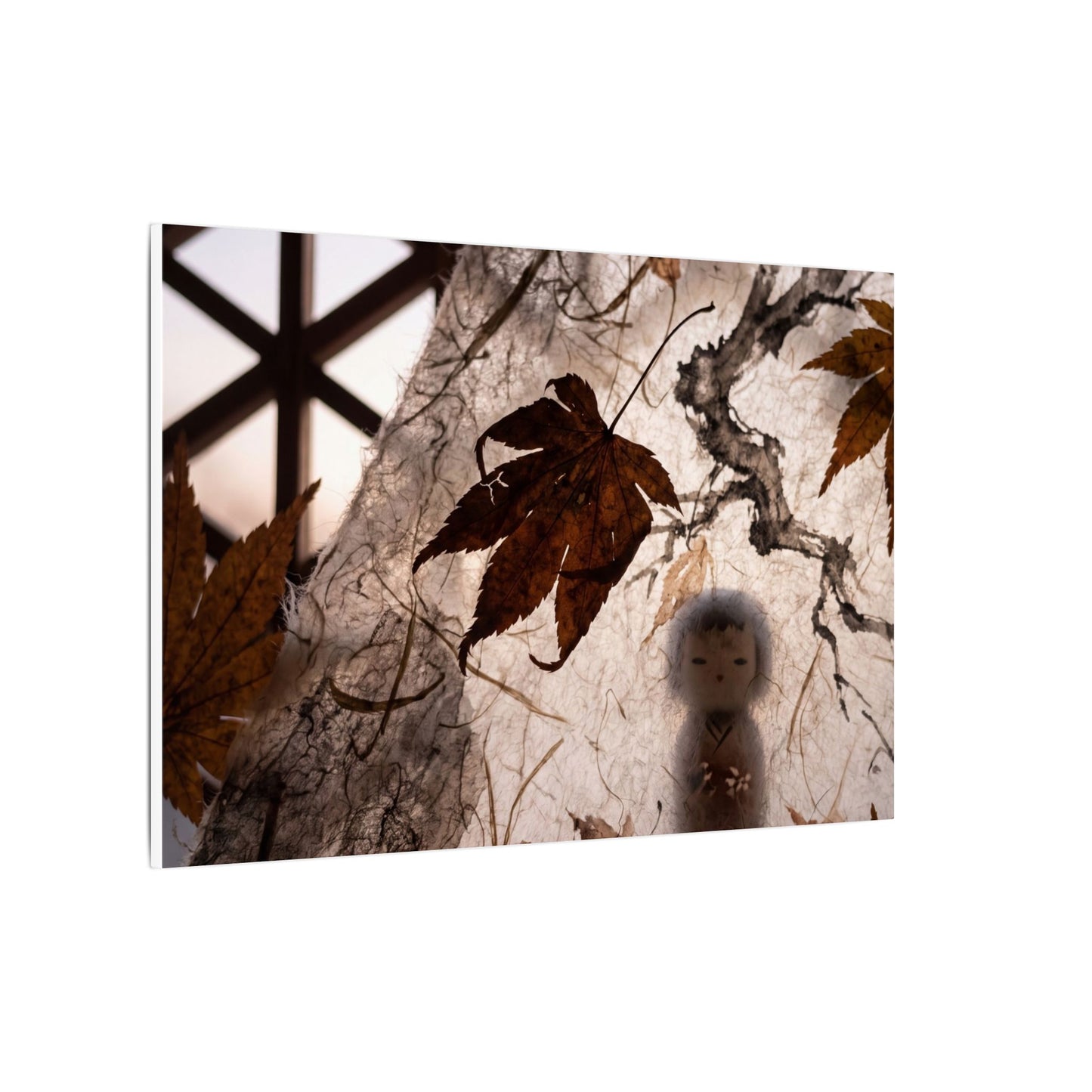 Shoji Screen Autumn Canvas Art | Dark Japandi Atmospheric Design