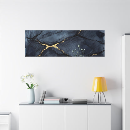Mono No Aware Cracked Earth Canvas Art - Dark Japandi Charcoal Ink