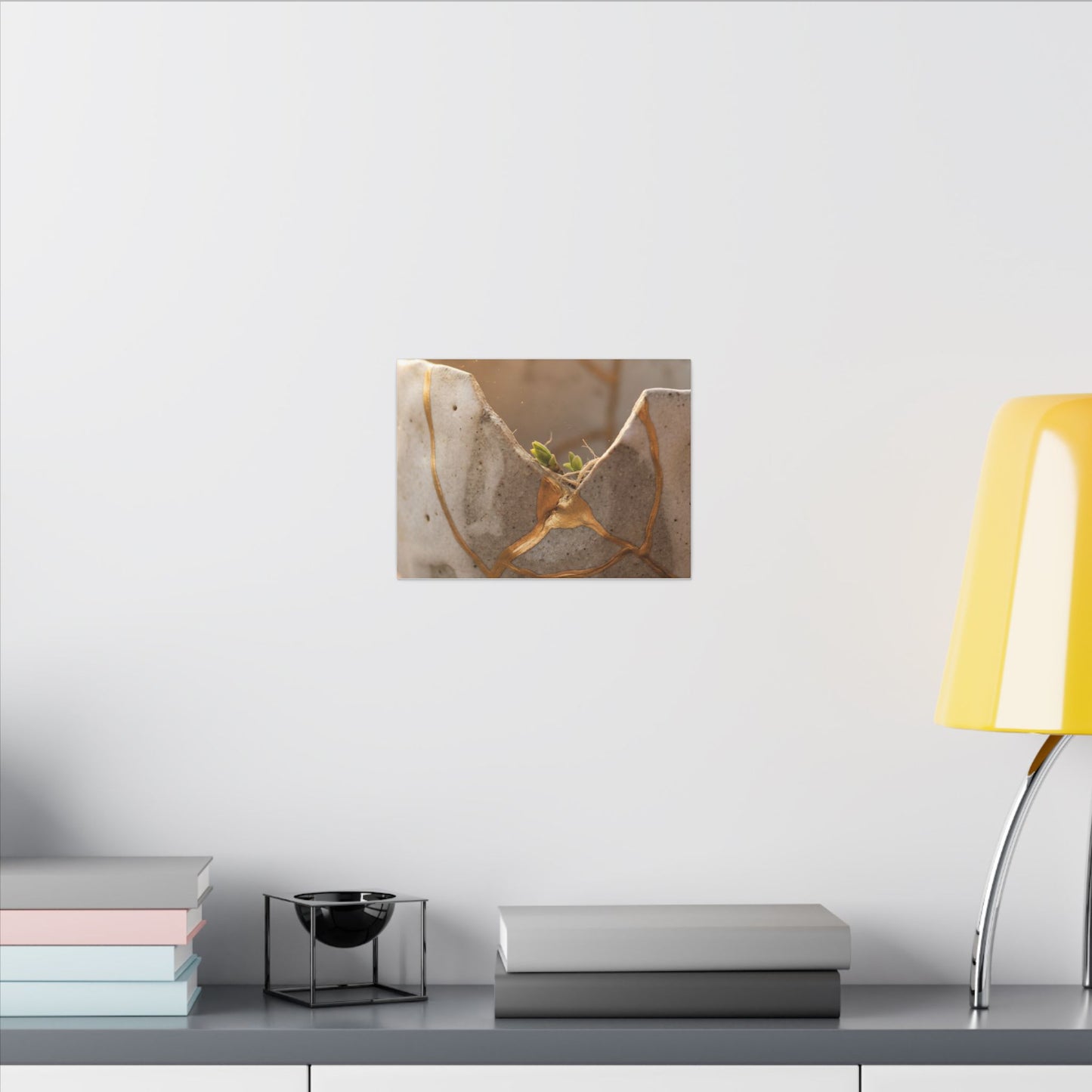 Golden Hour Broken Pottery Canvas Art - Japandi Kanso