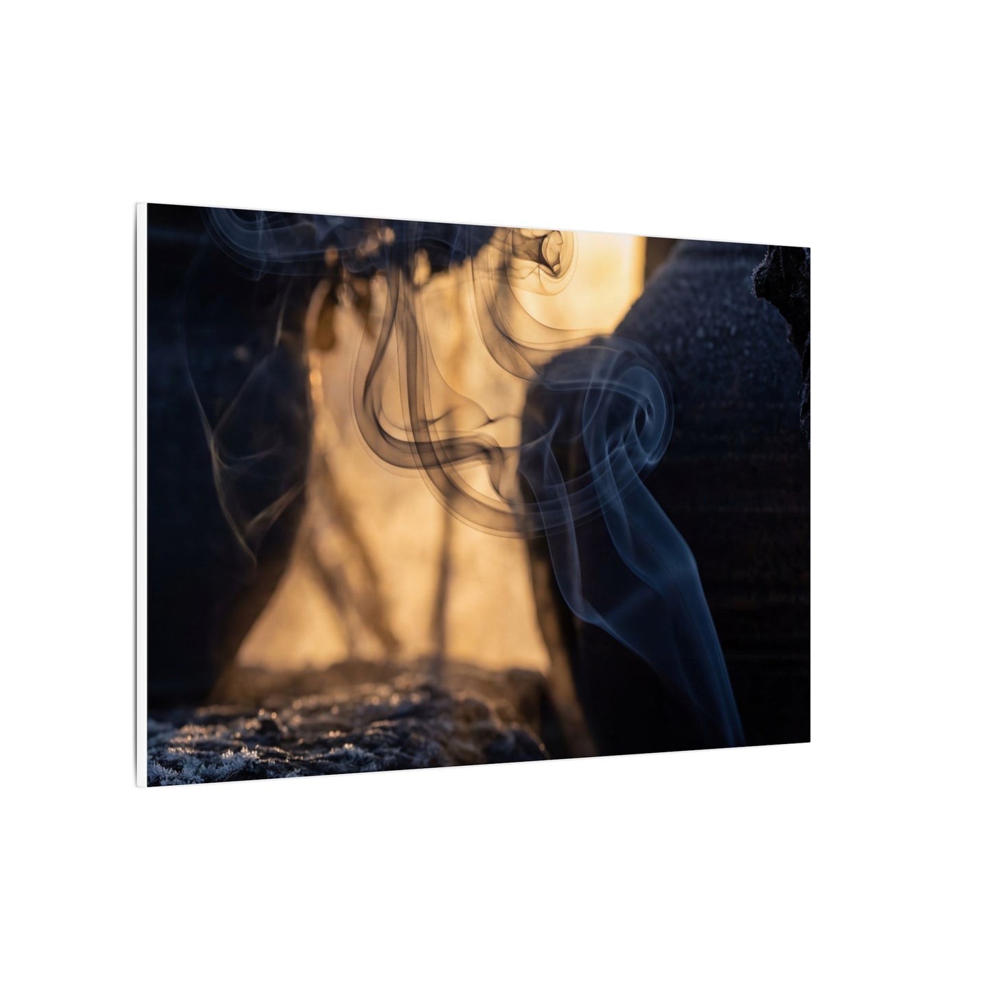 Incense Smoke Canvas Art | Winter Dark Japandi Shadow Zen Art