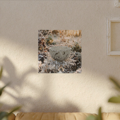 Japandi Ceramic Bowl in Golden Hour | Japanese Pattern Canvas Art