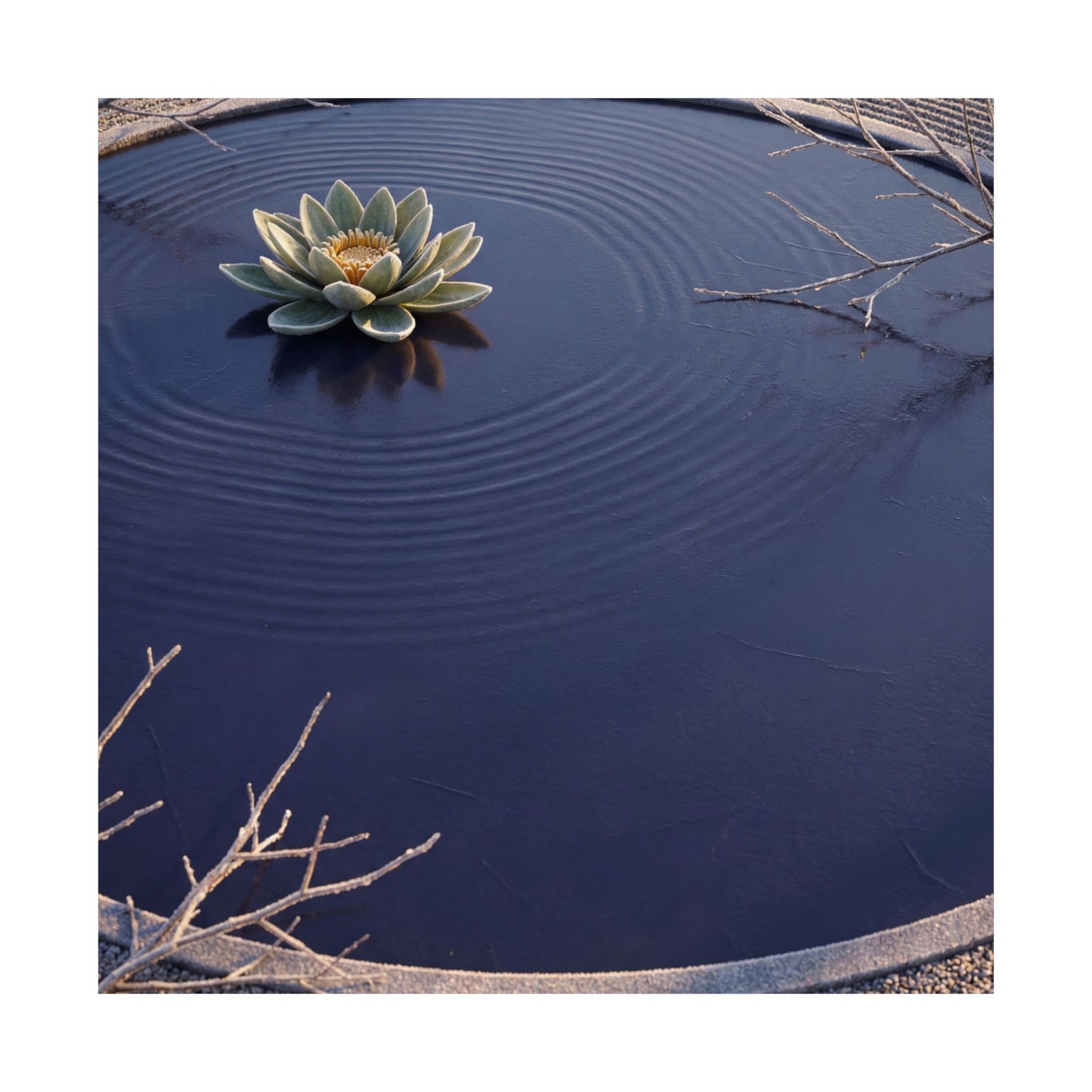 Lotus Flower Karesansui Wall Art Print | Tranquil Zen Art