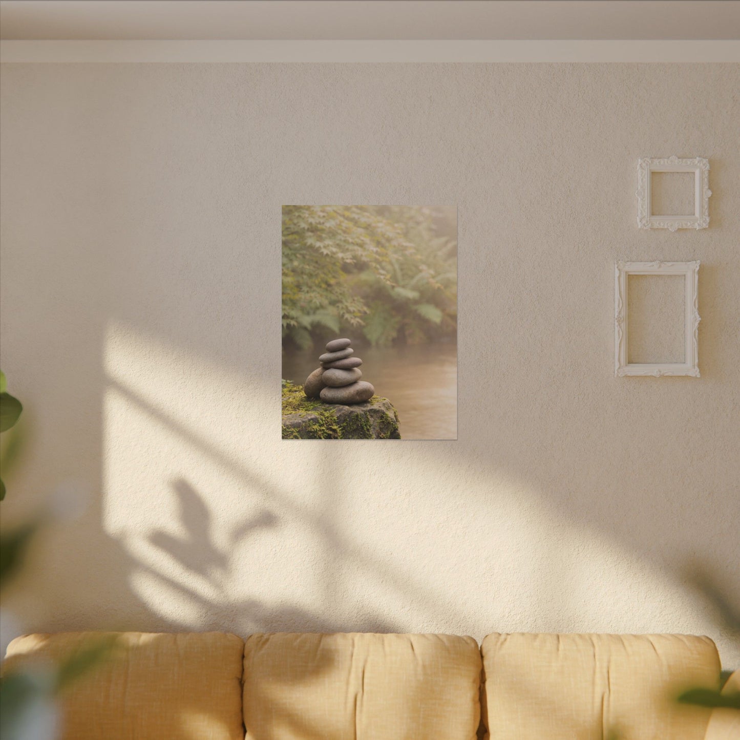 Cozy River Stones Canvas Art - Japanese Pattern Japandi