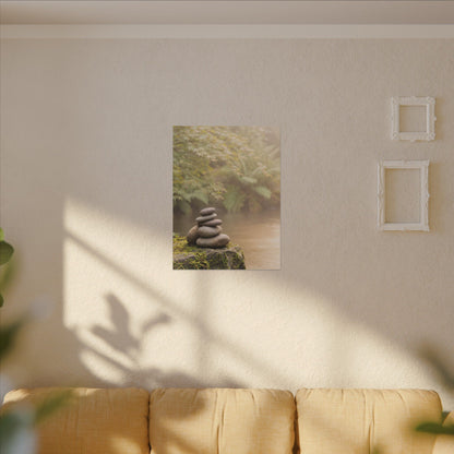 Cozy River Stones Canvas Art - Japanese Pattern Japandi