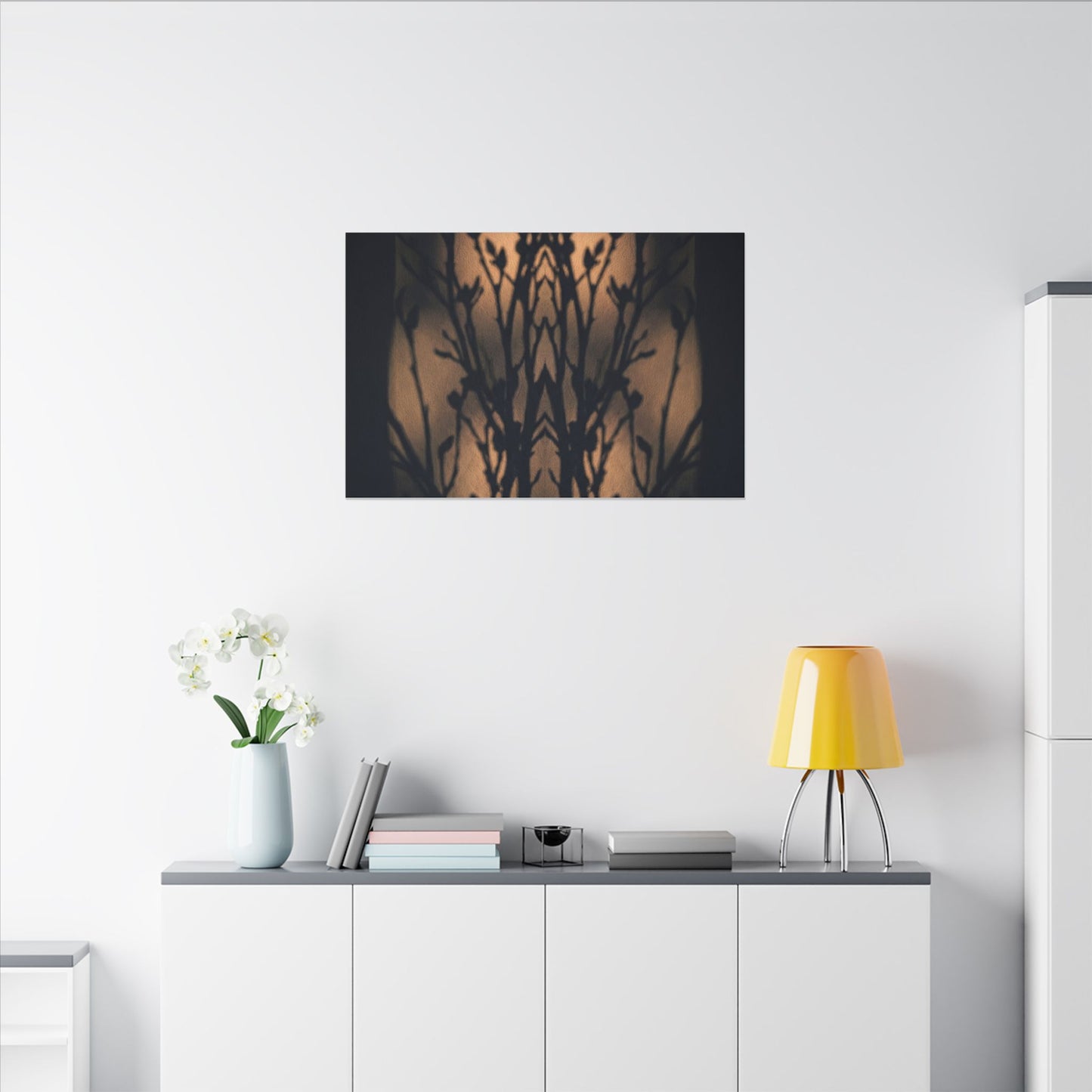 Dark Japandi Shadow Play in Golden Hour | Shadow Zen Canvas Art