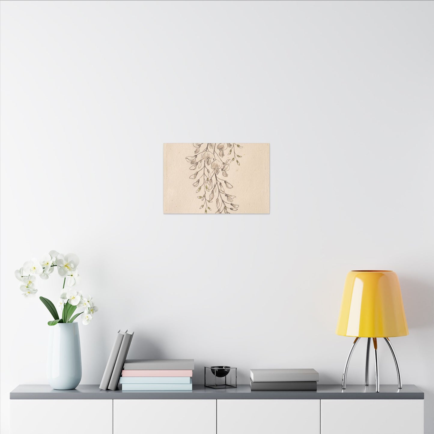 Japandi Wisteria in Golden Hour | Minimal Line Canvas Art