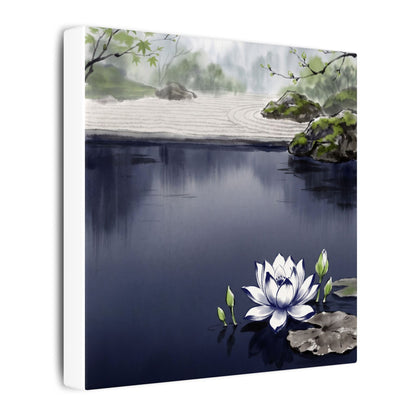 Lotus Flower Karesansui Canvas Art | Tranquil Zen Art