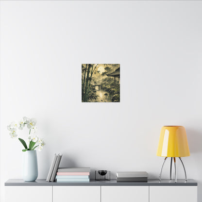 Moonlit Garden Sumi E Canvas Art | Calm Zen Art