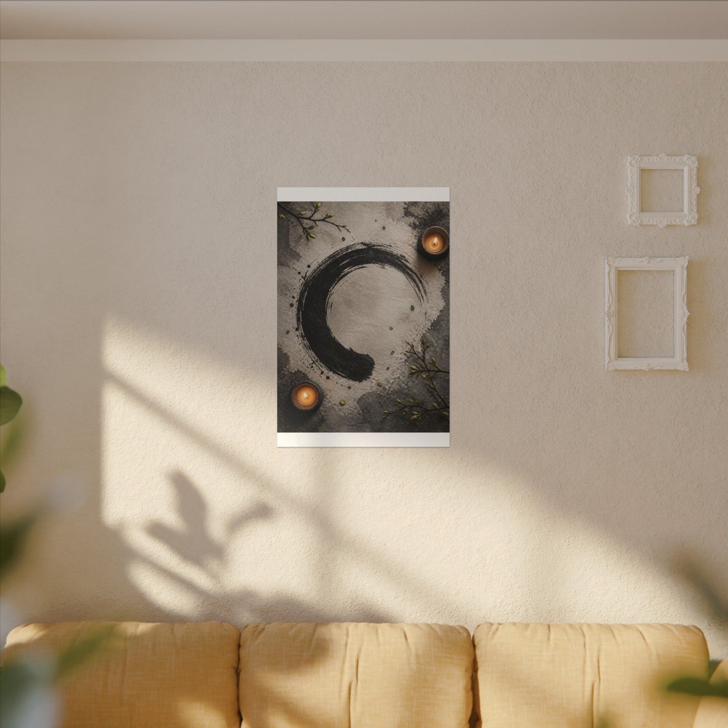 Candlelight Ink Brushstroke Canvas Art - Zen Ma