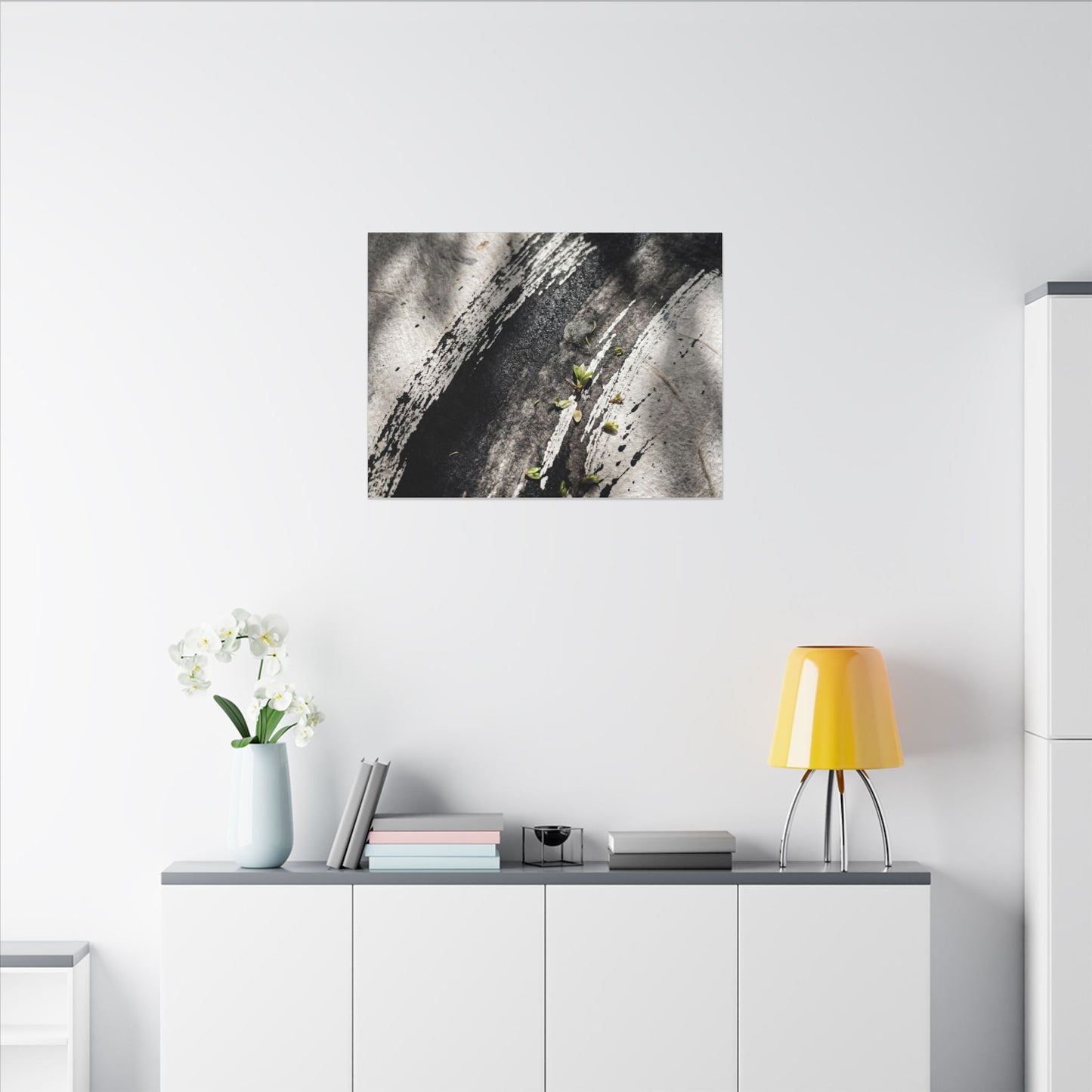 Ink Brushstroke Canvas Art | Spring Dark Japandi Moody Minimal Art
