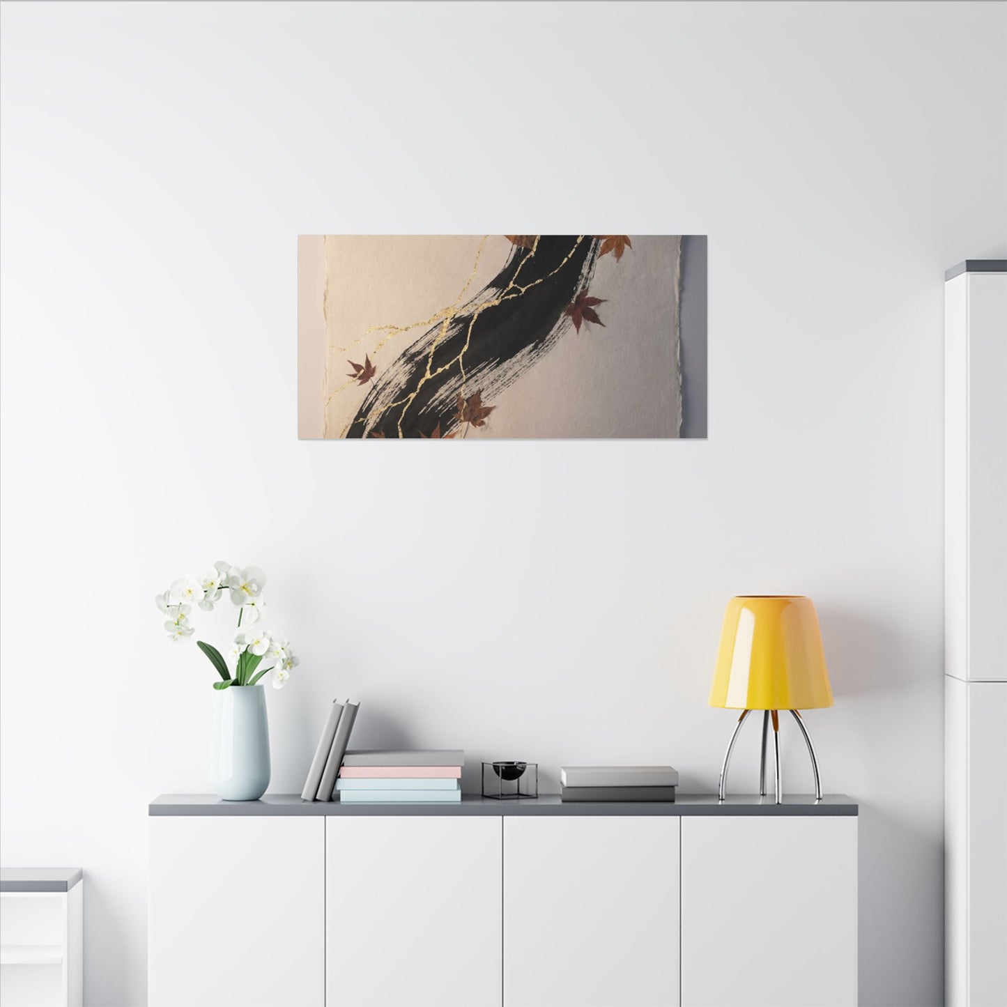 Dawn Ink Brushstroke Canvas Art - Kintsugi Ma