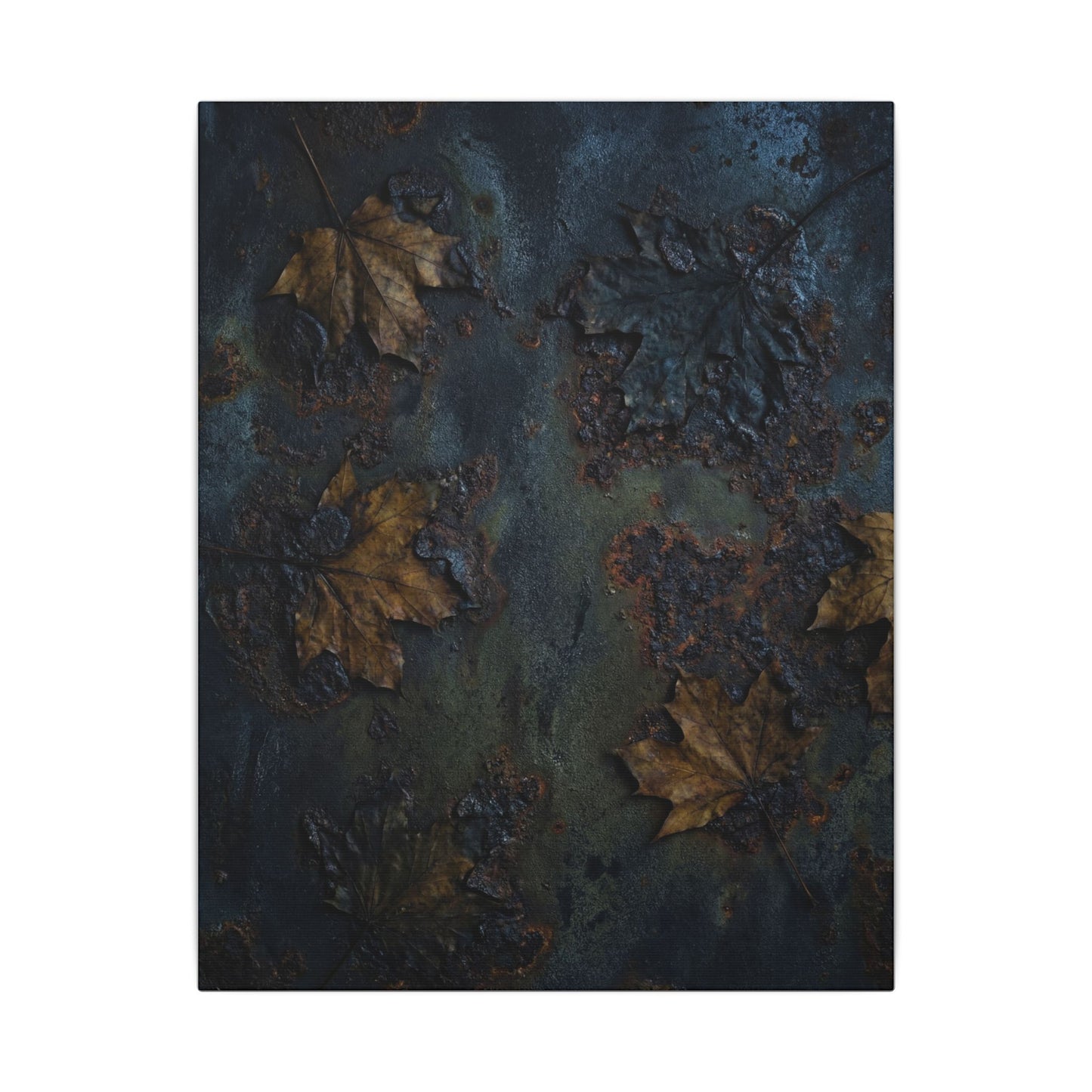 Shibui Rust Patina Canvas Art - Dark Japandi Charcoal Ink