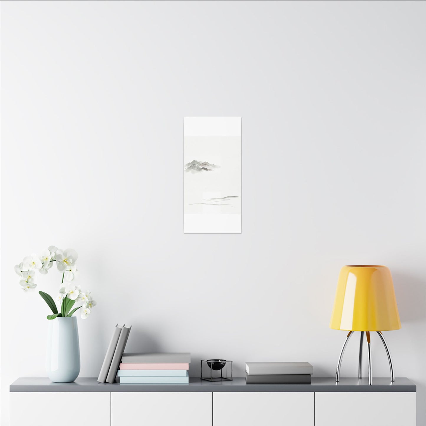 Winter Mountain Mist Minimal Line Canvas Art | Elegant Decor