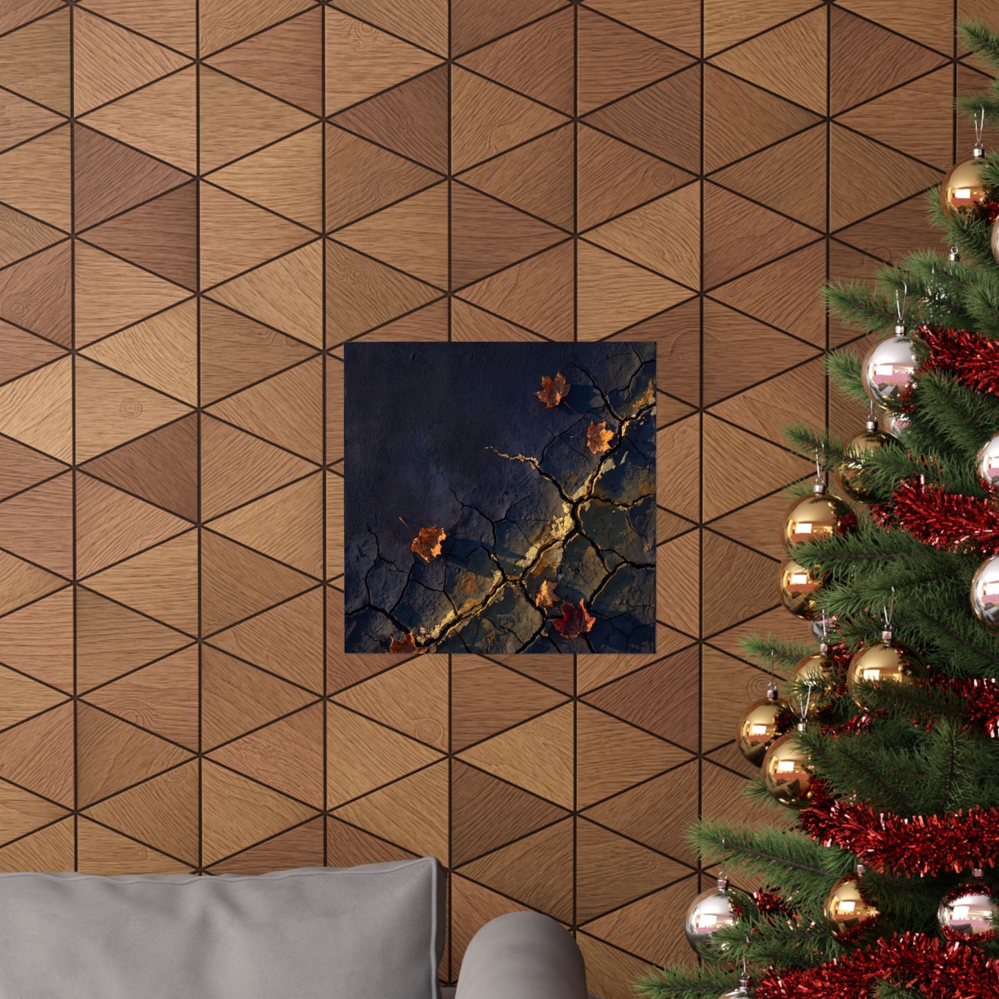 Golden Hour Cracked Earth Wall Art Print - Dark Japandi Seijaku