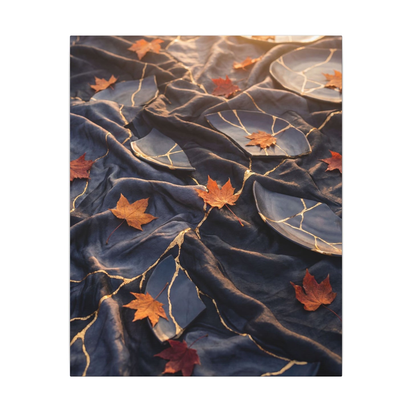 Golden Hour Silk Drape Canvas Art - Kintsugi Shibui