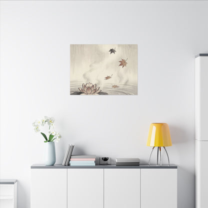 Lotus Flower Canvas Art | Autumn Zen Ukiyo E Inspired Art